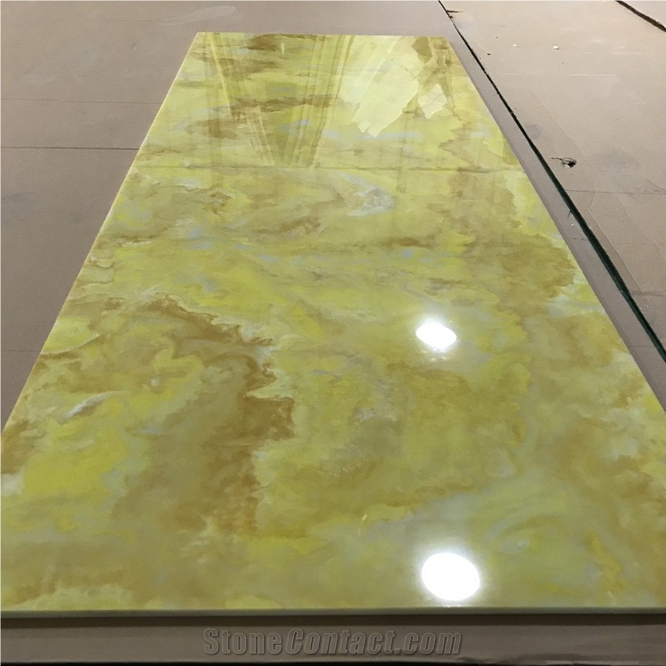 Golden Translucent Faux Alabaster for Bar Counter