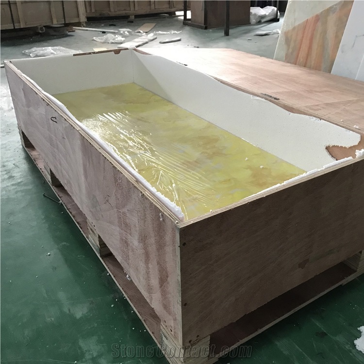 Golden Translucent Faux Alabaster for Bar Counter