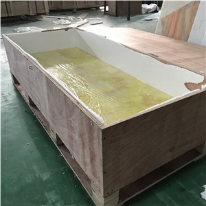 Golden Translucent Faux Alabaster for Bar Counter