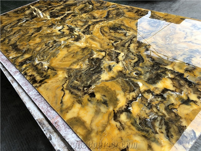 Translucent Yellow Faux Alabaster Wall Covering Stone