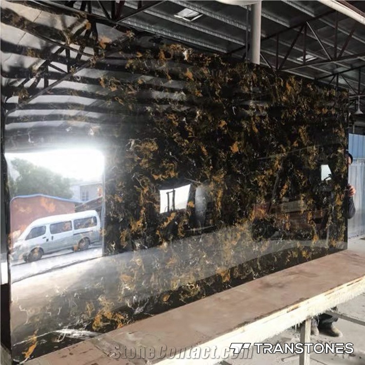 Transtones Polished Black Faux Onyx Alabaster Sheet