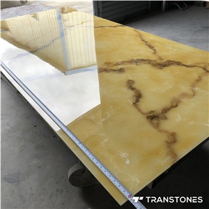 Transtones Yellow Backlit Faux Alabaster Wall Onyx Slab