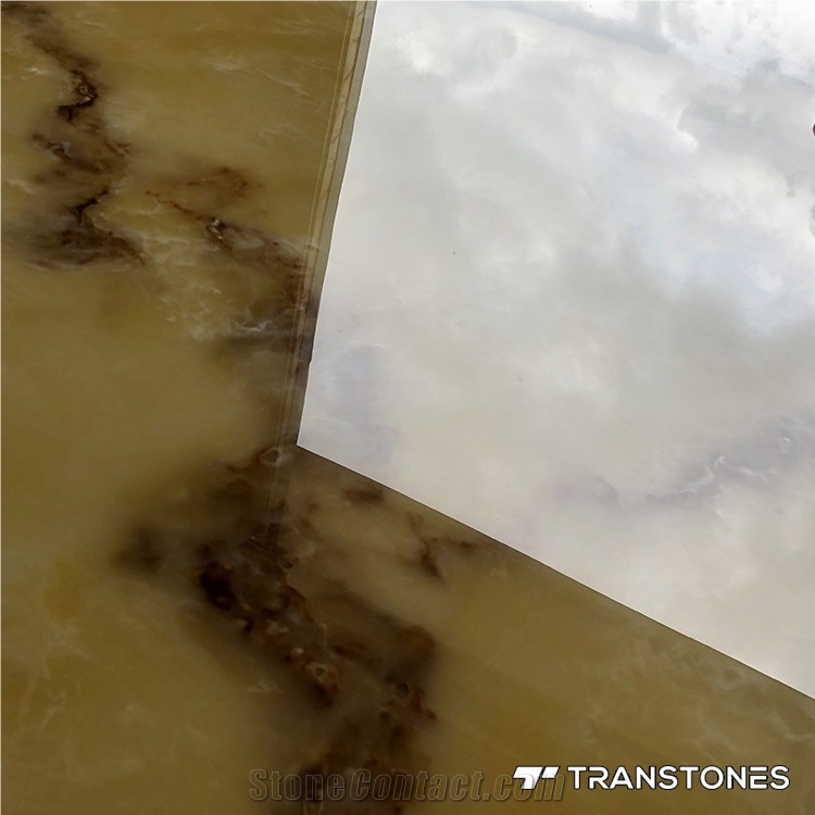Transtones Yellow Backlit Faux Alabaster Wall Onyx Slab