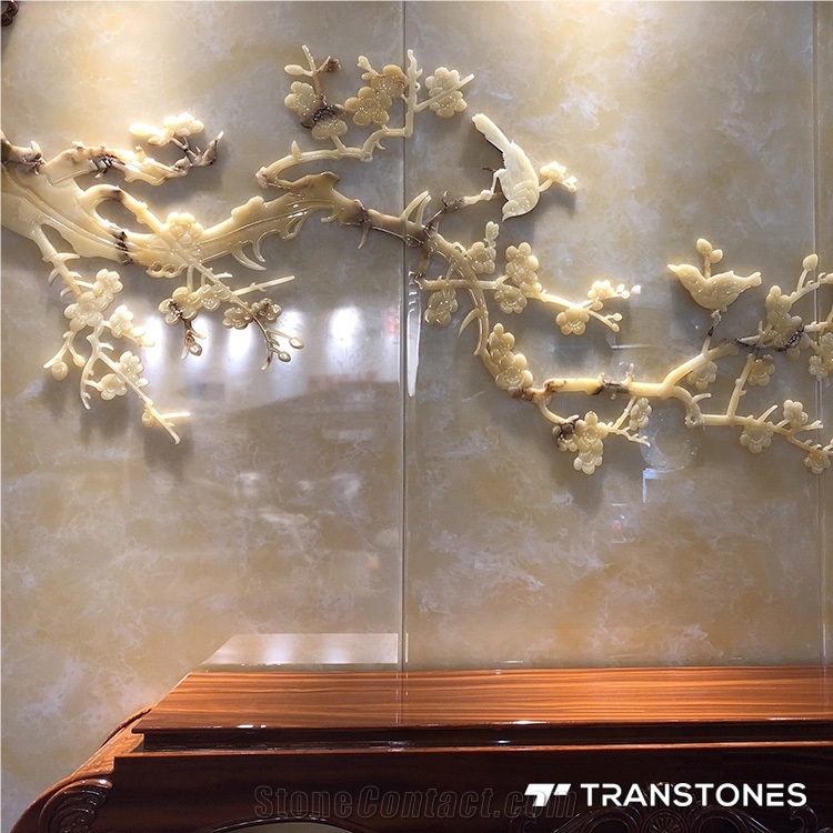 Transtones Yellow Backlit Faux Alabaster Wall Onyx Slab