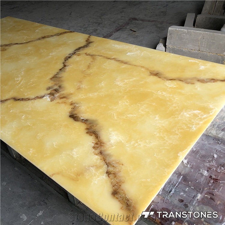 Yellow Translucent Polished Faux Alabaster Sheets