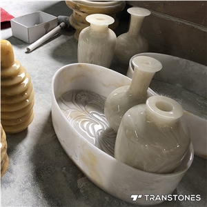 Yellow Translucent Polished Faux Alabaster Sheets