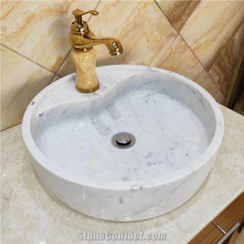 Bianco Carrara White Marble Round Basin
