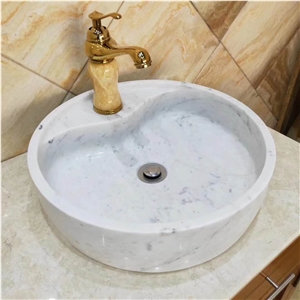 Bianco Carrara White Marble Round Basin