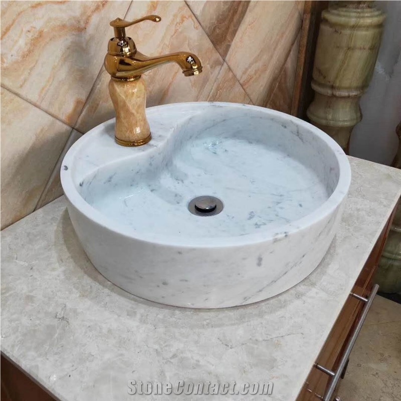 Bianco Carrara White Marble Round Basin