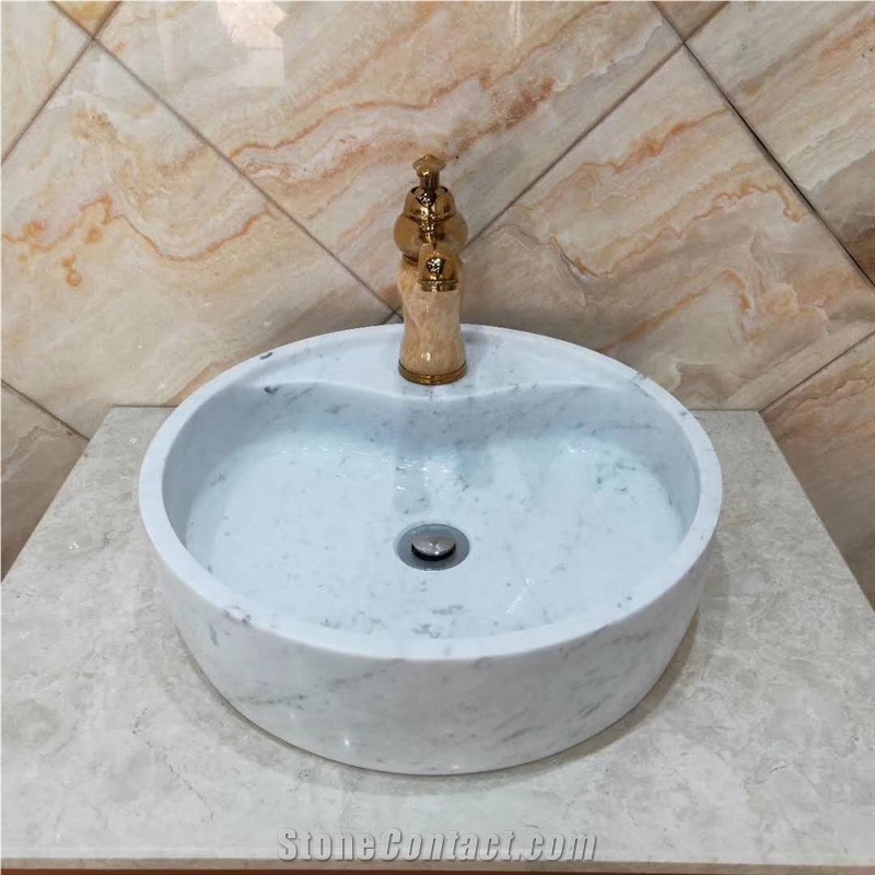 Bianco Carrara White Marble Round Basin