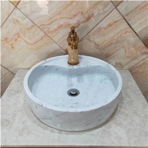 Bianco Carrara White Marble Round Basin