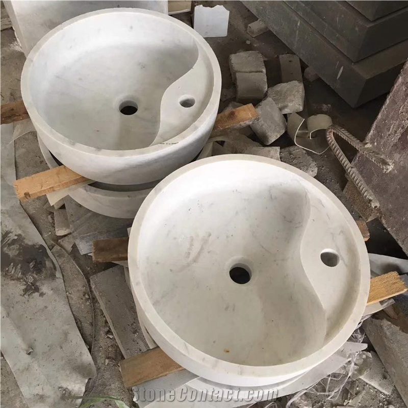 Bianco Carrara White Marble Round Basin