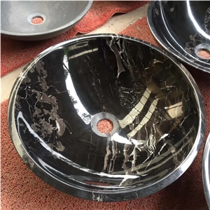 China Nero Portoro Marble Round Basins