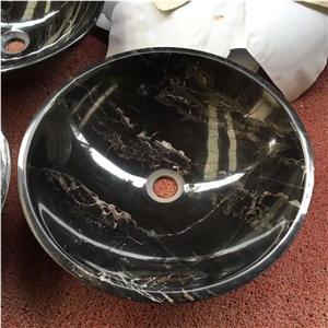 China Nero Portoro Marble Round Basins