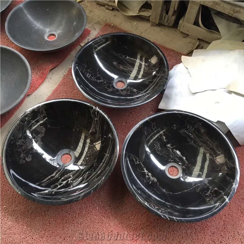 China Nero Portoro Marble Round Basins