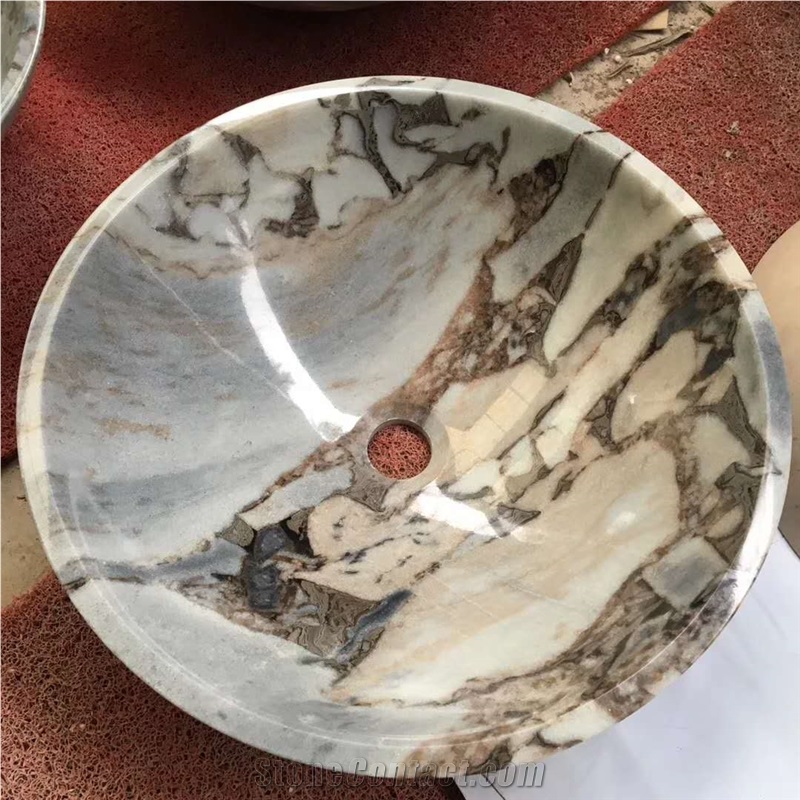 Incense Plum Marble Round Basin & Sinks