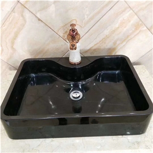 Ink Black Marble Square Basin