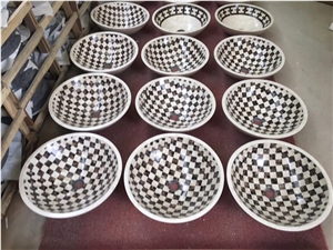 Mosaic Marble Round Basin