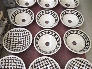 Mosaic Marble Round Basin