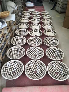 Mosaic Marble Round Basin