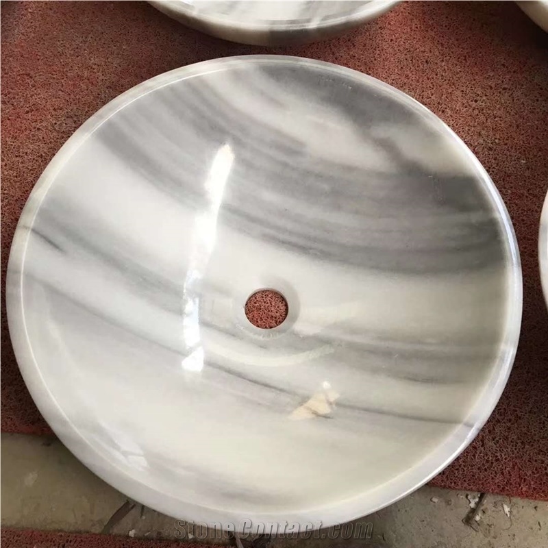 White Line Marble Basin