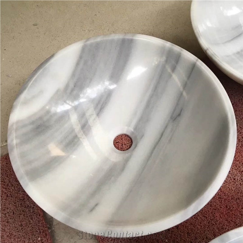 White Line Marble Basin