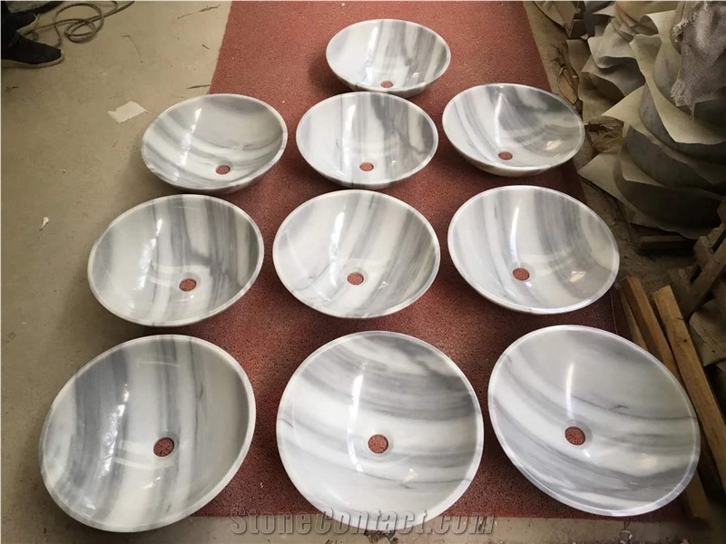 White Line Marble Basin