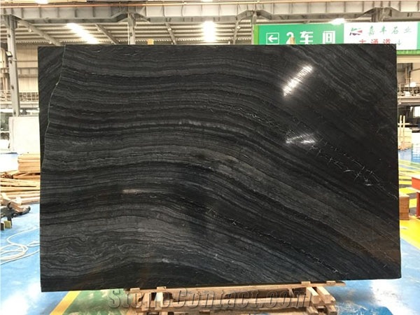 Antique Black/Ancient Wood Grain Marble Slab&Tile