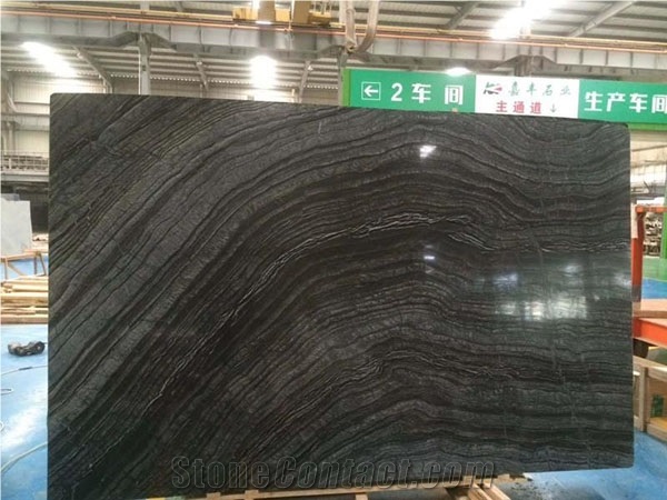 Antique Black/Ancient Wood Grain Marble Slab&Tile