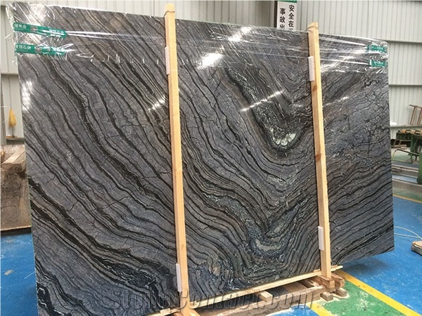 Antique Black/Ancient Wood Grain Marble Slab&Tile