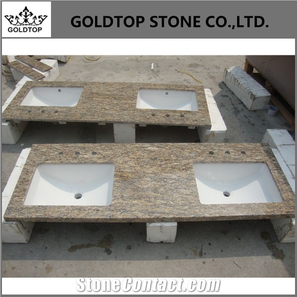 Giallo Santa Cecilia Dark Granite Bath Vanity Tops