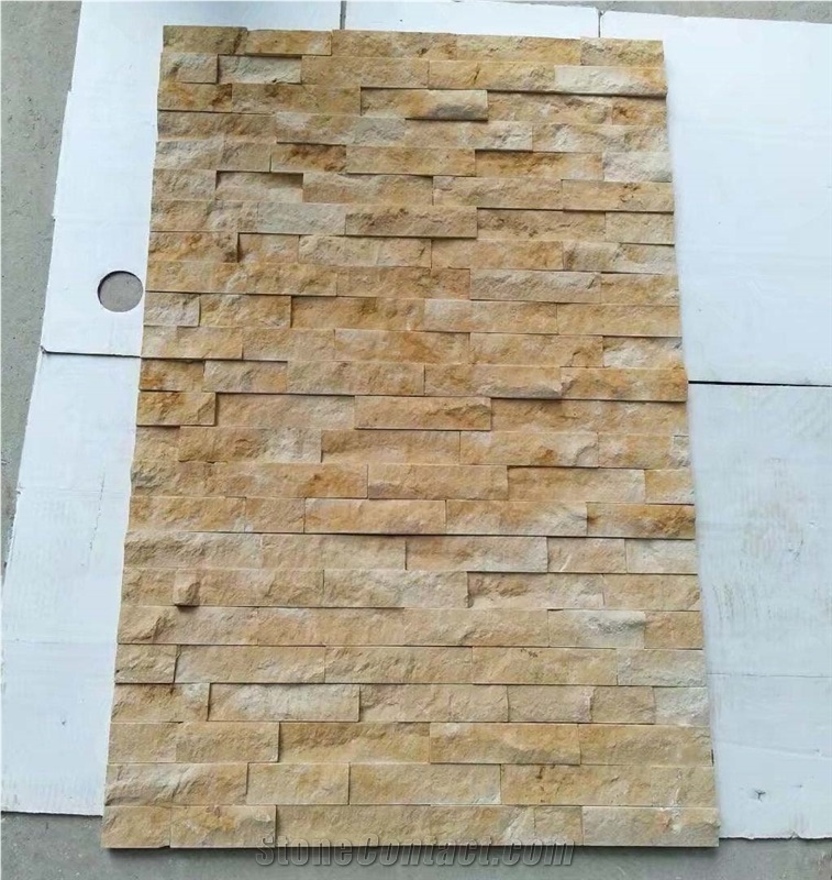 Yellow Limestone Natural Split Tumbled Ledge Walling Panels