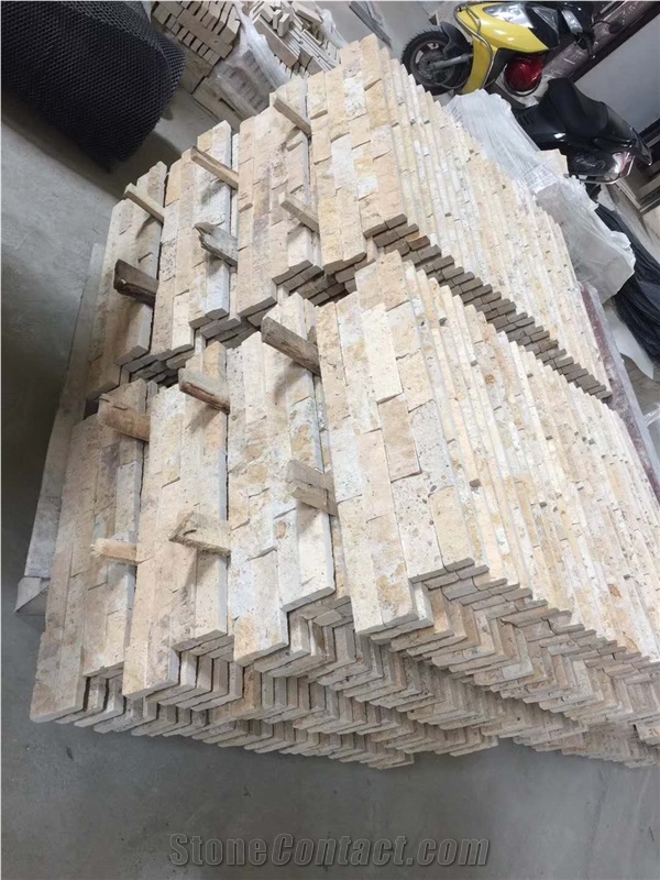 Yellow Limestone Natural Split Tumbled Ledge Walling Panels