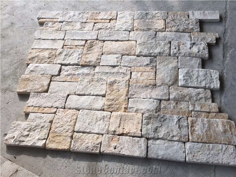 Yellow Limestone Natural Split Tumbled Ledge Walling Panels