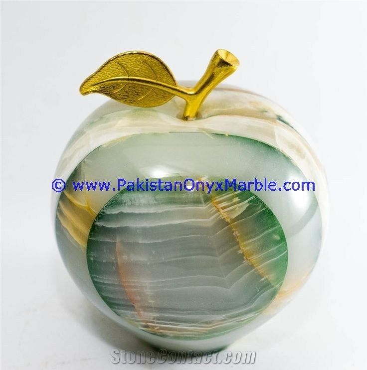 Colored Patchwork Tukri Onyx Apples with Brass