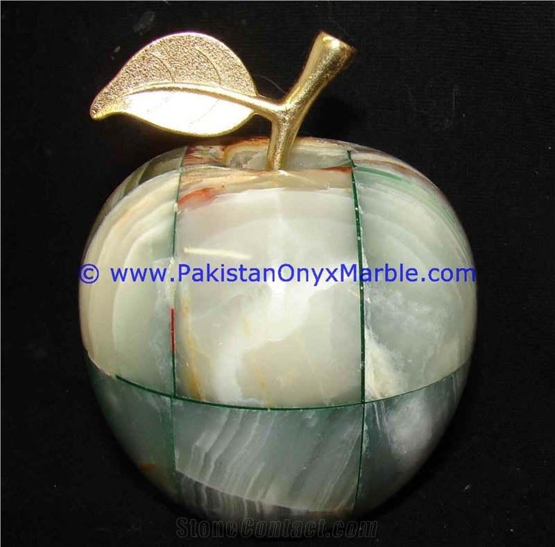Colored Patchwork Tukri Onyx Apples with Brass