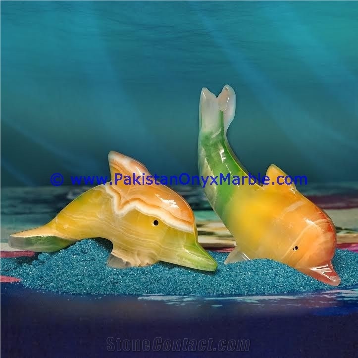 Colored Patchwork Tukri Onyx Dolphins Fish
