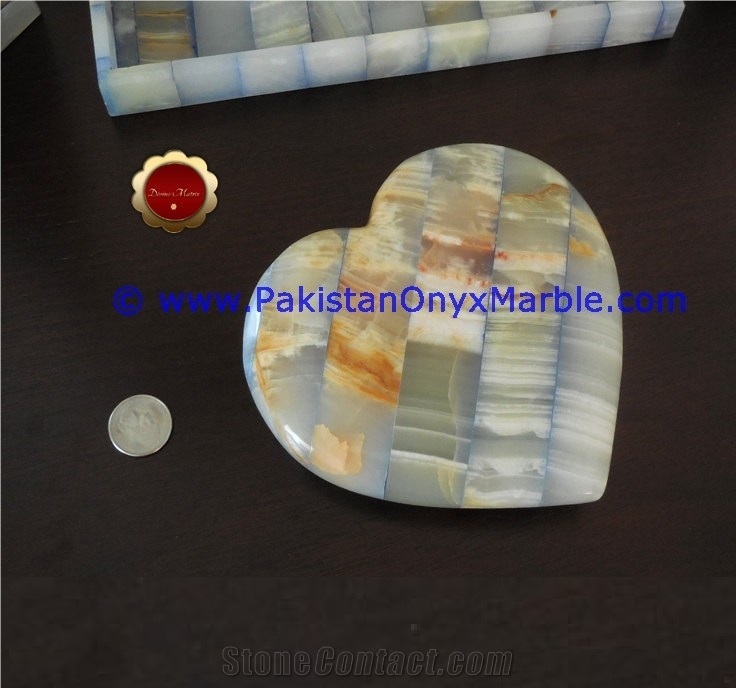 Colored Patchwork Tukri Onyx Handcarved Heart