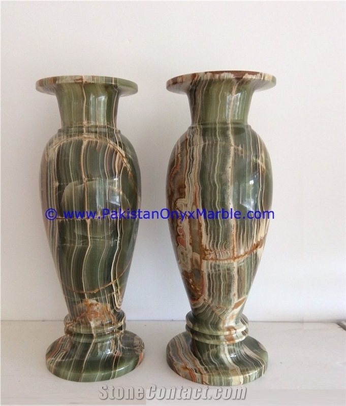 Dark Green Onyx Memorial Vases