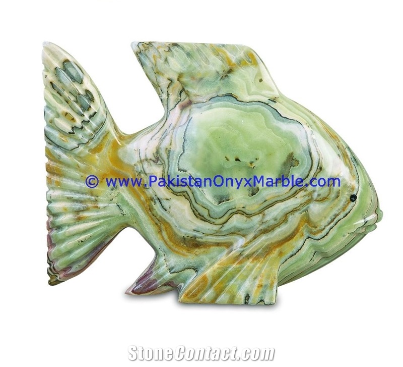 Green Onyx Fish Handcarved Statue Sculpture