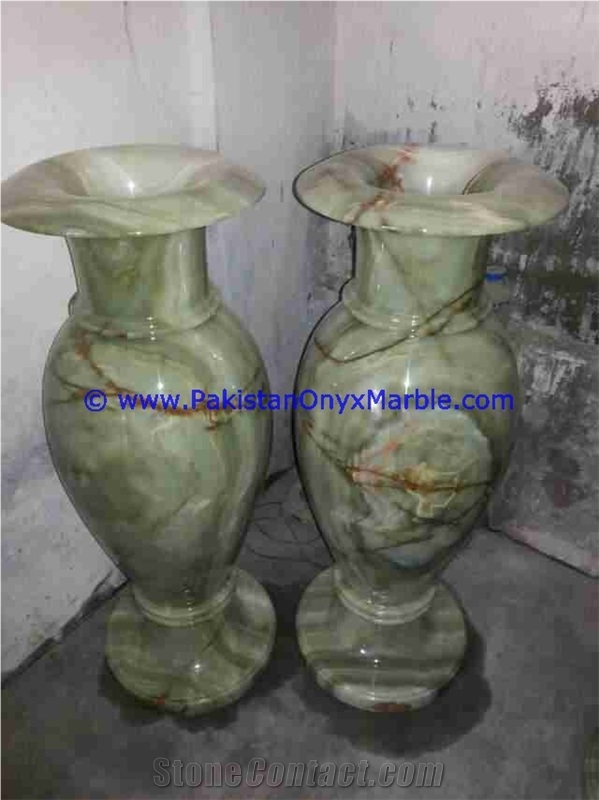Green Onyx Flower Grave Vases