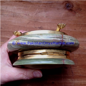 Green Onyx Round Jewelry Box Trinket
