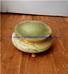 Green Onyx Round Jewelry Box Trinket