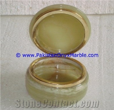 Green Onyx Round Jewelry Box Trinket