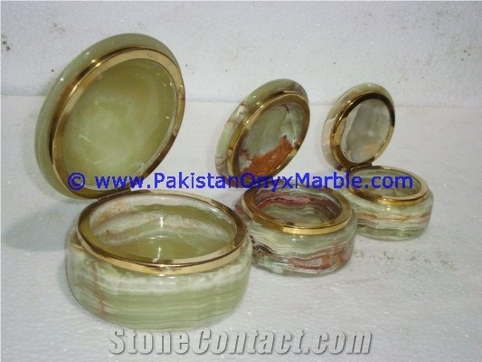 Green Onyx Round Jewelry Box Trinket