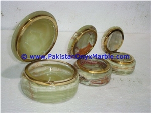 Green Onyx Round Jewelry Box Trinket