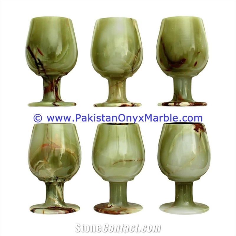 Green Onyx Wine Sherry Glasses