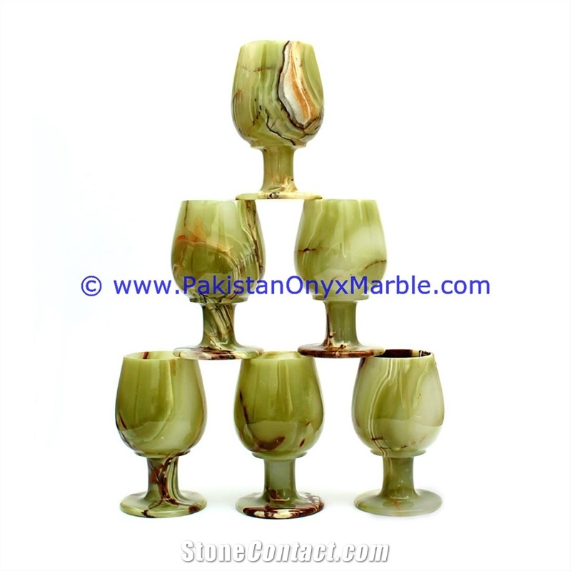 Green Onyx Wine Sherry Glasses
