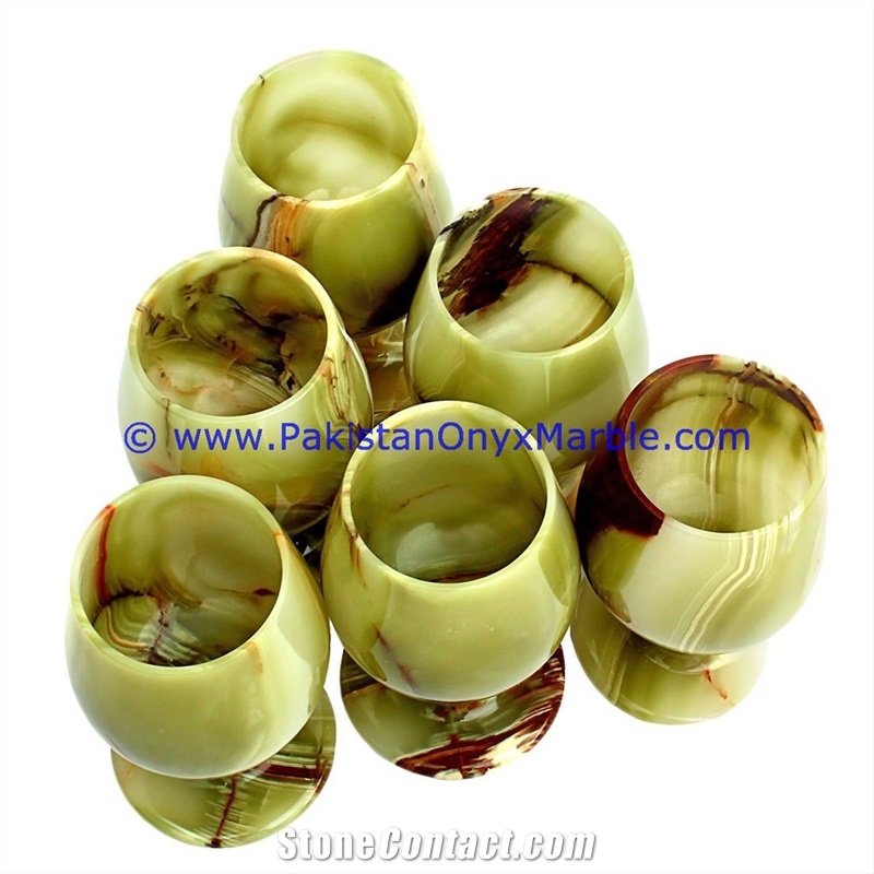Green Onyx Wine Sherry Glasses
