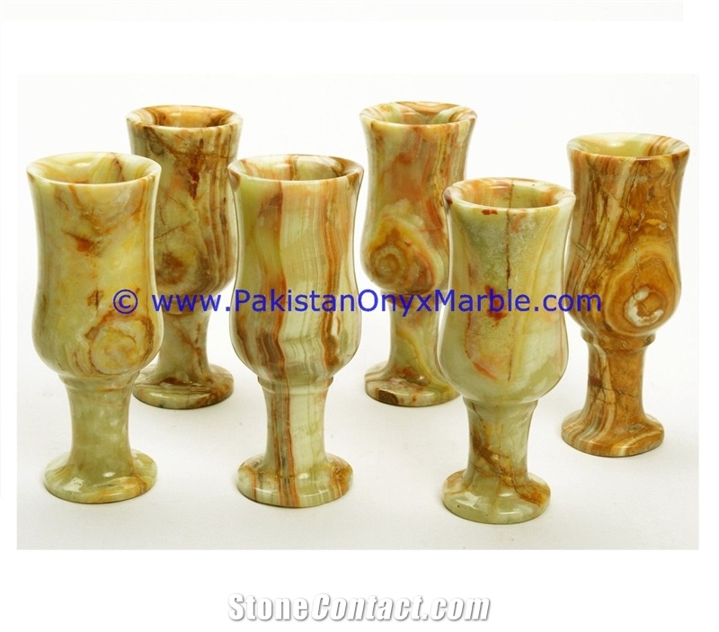 Green Onyx Wine Sherry Glasses
